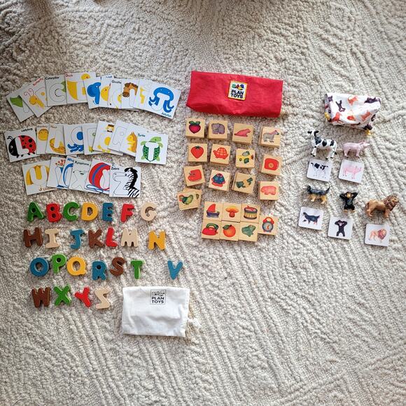 Wooden Plan Toys Lovevery Bundle ABC Matching Games Montessori - Picture 1 of 6